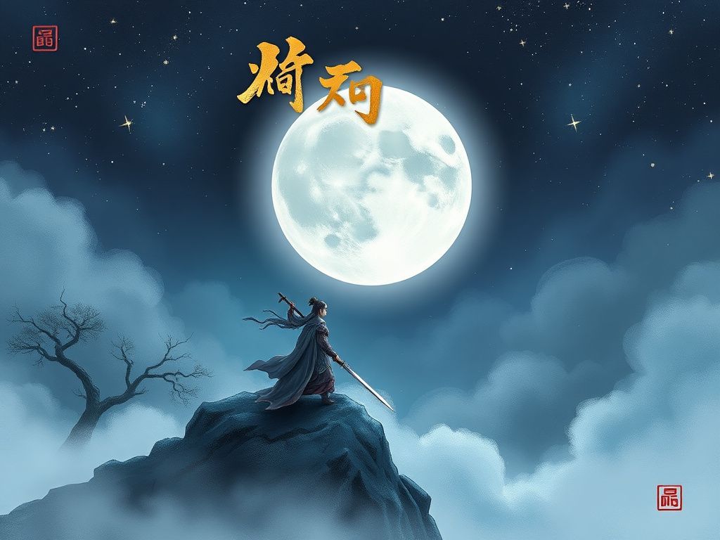 Korean fantasy comic cover with a silver moon